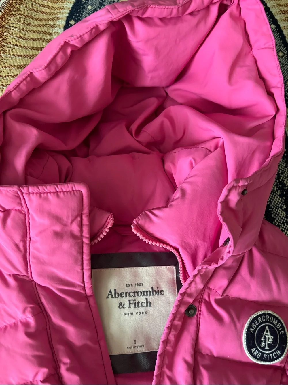 Abercrombie & Fitch Girl’s Pink Puffer Jacket with Hood
